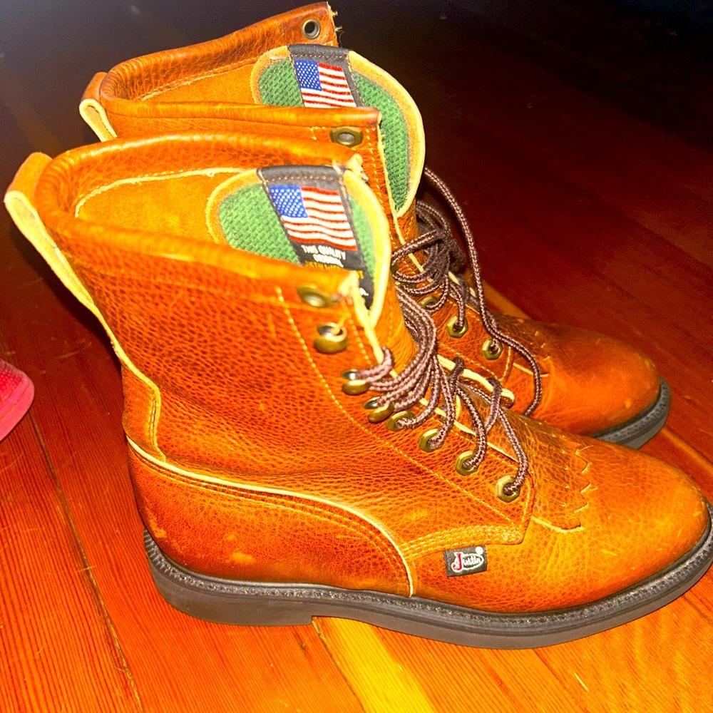 Tan work boots